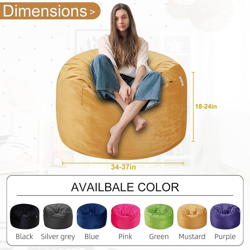 HABUTWAY Bean Bag Chair 3Ft Luxurious Velvet Ultra Soft Fur