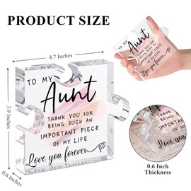 LukieJac Aunt Gifts from Niece - Unique Aunt Birthday Acrylic Puzzle-Shaped Plaque Desk Decorations Present for Aunt Christmas Wedding and Mother's Day Gifts Best Aunt Ever Gifts