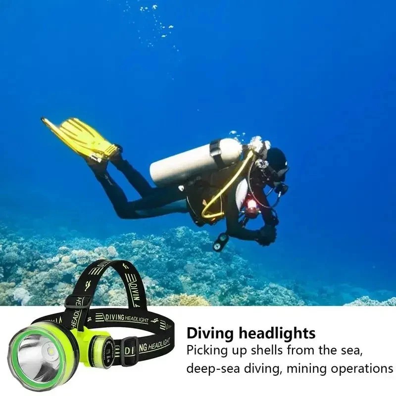 Unbranded Portable Rechargeable LED Diving Headlight Headlamp 500M Underwater Lighting