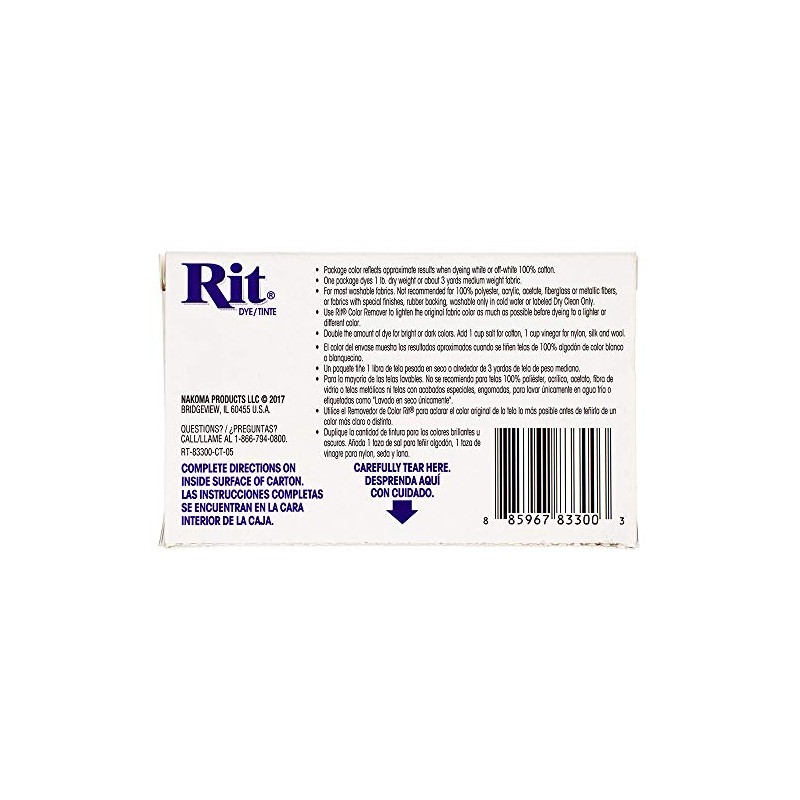 All Purpose Concentrated Rit Dye Powder Single Pack with Plastic