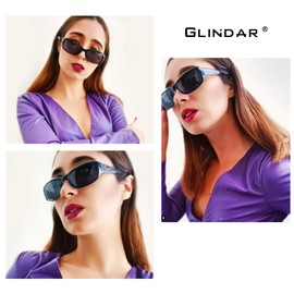 GLINDAR Polarized Sunglasses for Women Rectangular Sunglasses for Driving Fishing Shopping UV400, Black Yellow Frame / Polarized Grey Lens