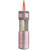 Pink Diamond Inlay Jet Flame Lighter,Refillable Butane Lighter,Cool Jet Torch