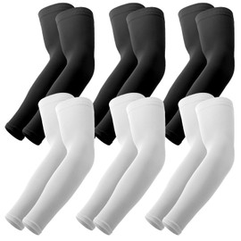 YESLIFE 6 Pairs UV Sun Protection Arm Sleeves for Men & Women, UPF 50 Sports Sleeve, Sleeves to Cover Arms (3 Black&3 White)