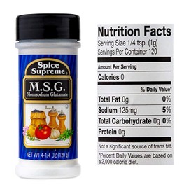 Spice Supreme M.S.G. Monosodium Glutamate, plastic shaker, 4.25-oz.