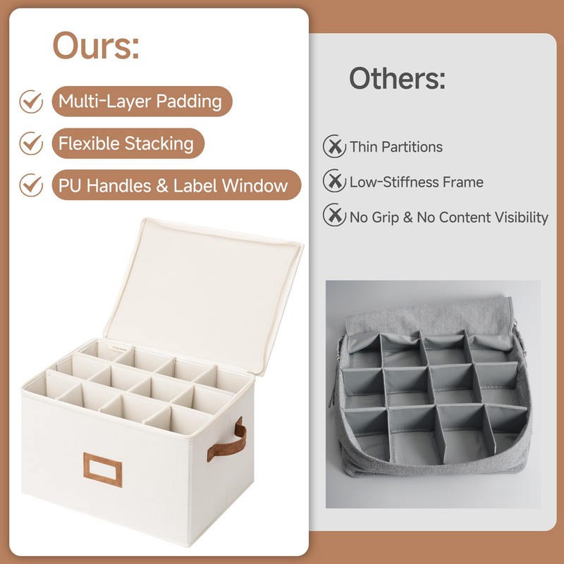 StorageWorks Stemware Storage Cases, Hard Shell Wine Glass Storage Box