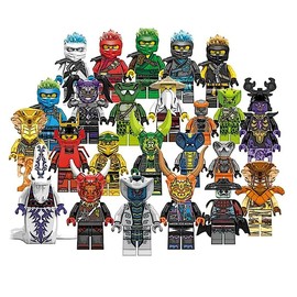 Nija Mini Action Figure Set - 24 Pack with Weapons and Collectible Building Blocks for Boys and Girls - Ninjago Anime Movies Fans MMiniCharacters Toys - Color: Type 01