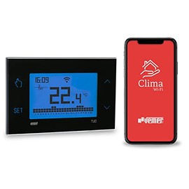 VEMER VE793800 TUO WiFi Lite Smart WiFi Thermostat, WLAN Room Thermostat Digital Programmable with LCD Display, Electric Underfloor Heating, Heating Control via App, Black