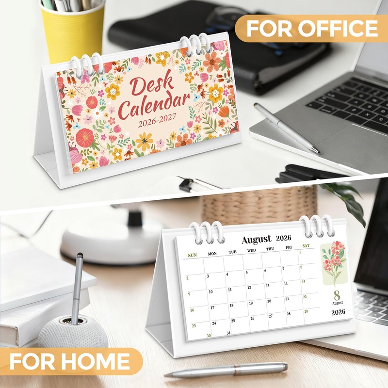 KONVINIT Small Desk Calendar 2026-2027, Pink Desk Calendar 2026 -