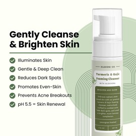 Turmeric & Kojic Foaming Cleanser for Uneven Skin. Deep Clean & Unclog Pores, Smooth Skin - 7 Fl Oz Foaming Bottle - Made in Issaquah Washington USA - All Natural Ingredients