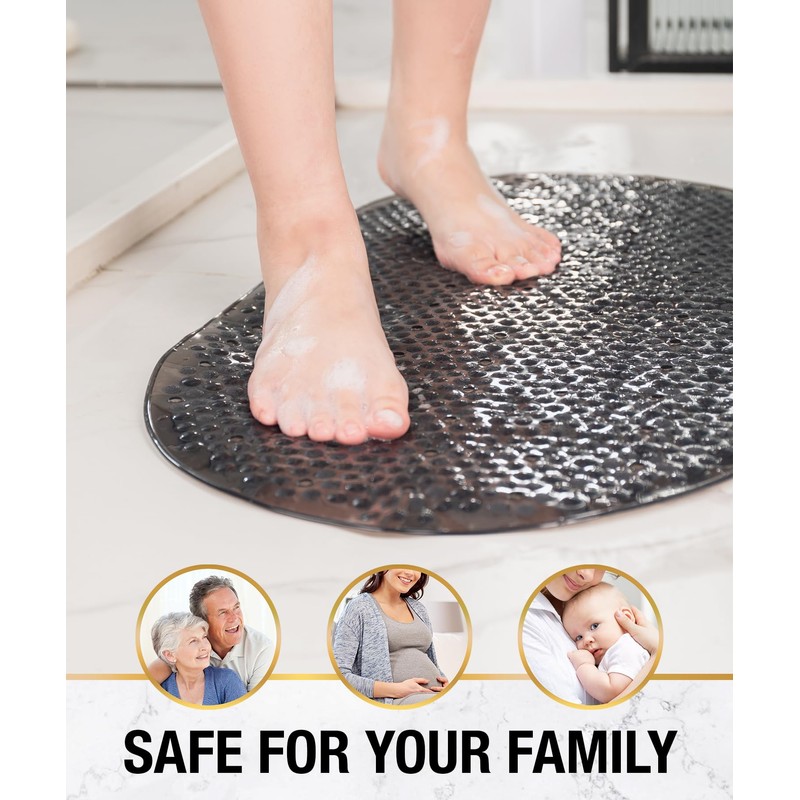 HITSLAM Oval Bath Mat Non Slip, 68x38 CM Bubble Shower