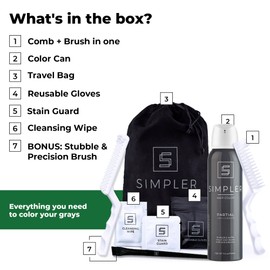 Simpler Partial Coverage Men's Hair Color Color Box - Permanent Beard & Mustache Dye - Ammonia-Free Beard Hair Dye — Fast Gray Blending — Salt & Pepper Look - Darker Shades
