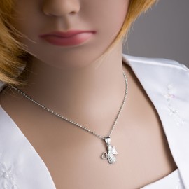 fish Children's Necklace Girls Boys Necklace Silver Necklace 925 Sterling Silver Guardian Angel Pendant Lucky Charm Silver Length Adjustable Gift Box Christening Gift, Sterling Silver