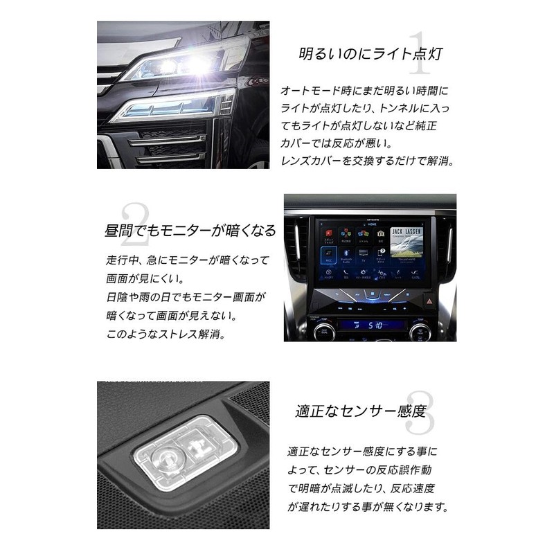 N-VAN Auto Light Sensor Cover, Sensor Cover, Sensitivity Adjustment, Clear,