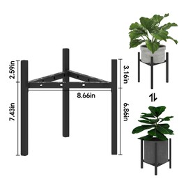 Adhoklop Adjustable Plant Stand Indoor for 8-16 Inch Pots, Heavy-Duty Metal Flower Pot Holder Indoor/Outdoor Corner Use - Compatible with Multiple Planters (Pots & Plants Not Included) - Black
