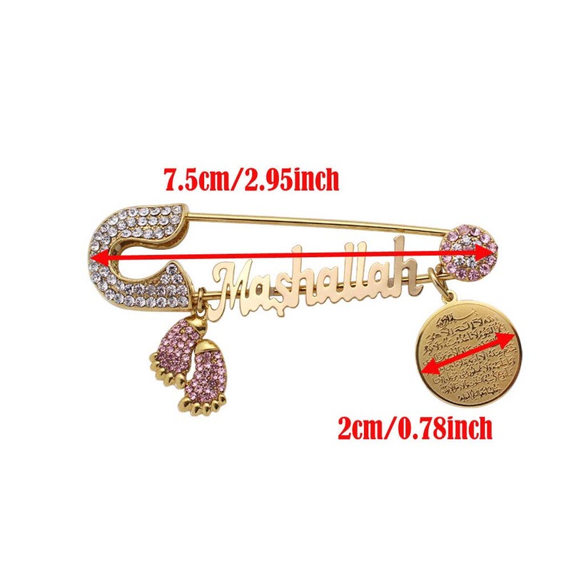 ZKDC AYATUL KURSI Mashallah Turkish evil eye Stainless Steel brooch