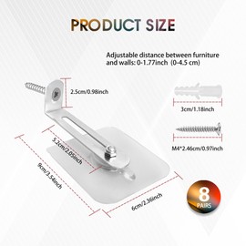 UBRAVE 8 Groups Furniture Wall Anchors For Baby Proofing,Falling Furniture Prevention,Wardrobe Wall Safety Fixings, For Furniture Shoe Cabinet Bedside Table(Transparent)