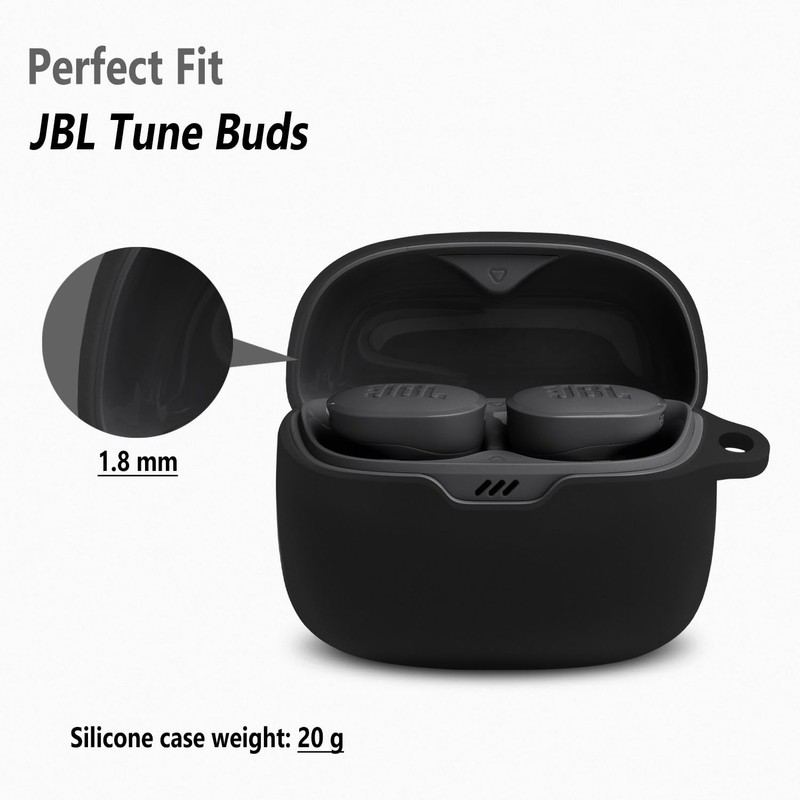 Geiomoo Silicone Case for JBL Tune Buds, Protective Cover with
