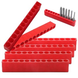 LOYELEY Screwdriver Hole Plastic 6 Pcs Diameter 0.25 inch (6.35 mm) 12 Hole Bit Case Driver Bit Holder Batch Head Organa (Red)