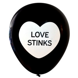 Love Stinks Latex Balloons (16 pcs) | Divorce/Anti-Valentine's Day | by Nerdy Words (Black)