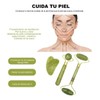 3pcs Rodillo De Masaje Facial De Jade Gua Sha Rejuvenece