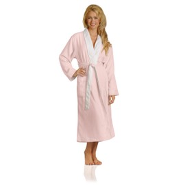 Luxury Spa Robe - 5-Star Hotel Microfiber and Terry Bathrobe for Women and Men | Full Length | Petite to Plus Size | Pink, Large
