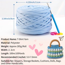 LEREATI 285 g T-Shirt Yarn, Textile Yarn for Crochet Baskets, Ribbon Yarn, Polyester Rope Yarn for Crocheting, T-Shirt Yarn for Crocheting, Crochet Baskets, Bags, Carpets, Wall Hanging, Macrame (Dark