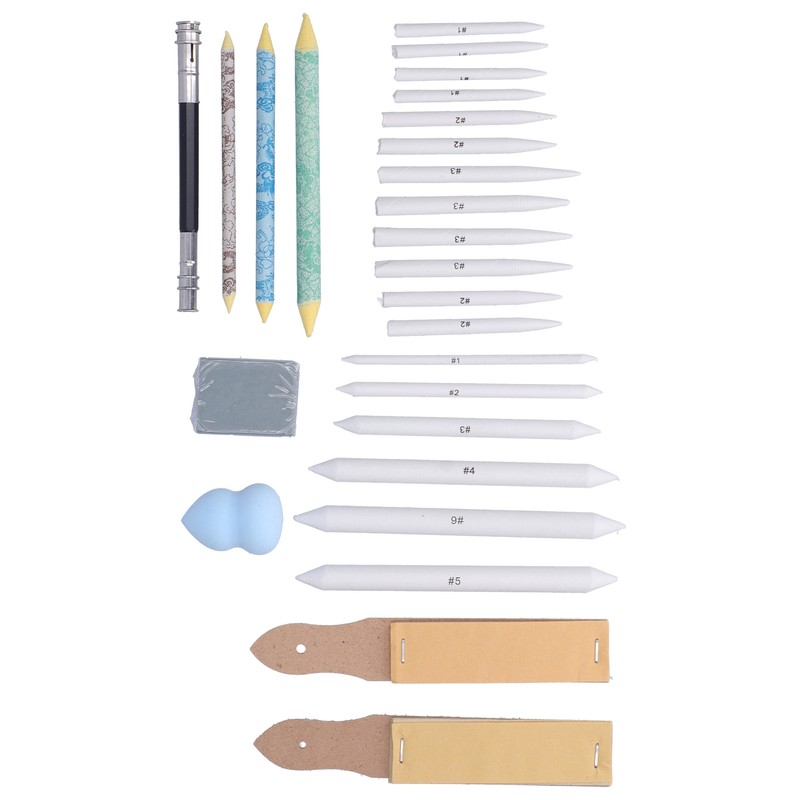 26 Pieces Blending Stumps Sandpaper Boards Eraser Sponge Extension Tool
