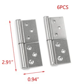T Tulead Stainless Steel Door Hinges Flag Hinges 2.91-Inch Length Lift Off Cabinet Hinges 360 Degree Gate Hinges 6PCS with Screws