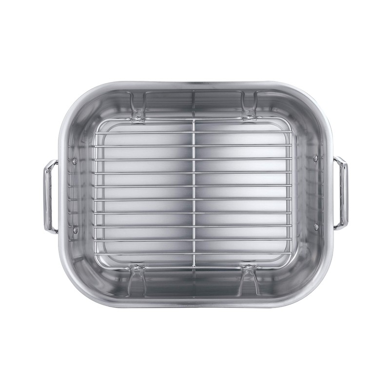 Tramontina 16.75-Inch Stainless Steel Roasting Pan with Rack, Flared Edge