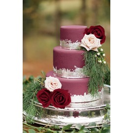 ICBOX Red Artificial Roses 25 PCS Red Velvet Roses Artificial Flowers Real Look Silk Flowers with Stems for DIY Wedding Party Baby Shower Home Decoration(Red)