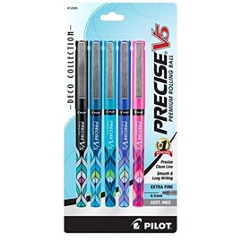 Pilot Precise V5 Deco Premium Rolling Ball Pen Extra Fine, 0.5mm, Assorted 5 pk (12565)