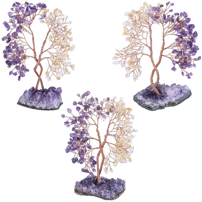 rockcloud Crystal Money Tree with Amethyst Base, Intertwined Tree of