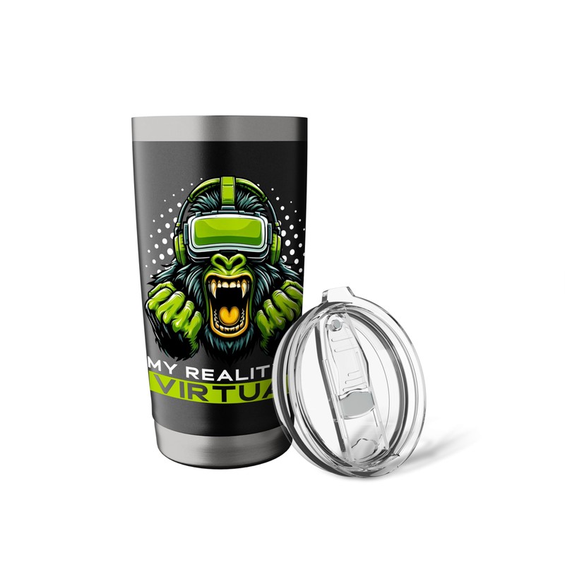 My Reality Is Virtual VR Virtual Gamer Gorilla Headset Stainless