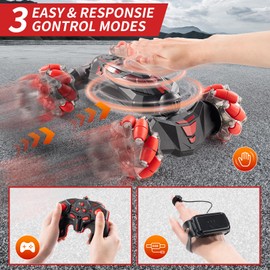 LUZHIS Gesture RC Car, 2.4GHz 4WD Gesture Sensing RC Stunt Car Toys for 6-12 yr Boys Girls, Hand Controlled rc car Offroad 360° Rotation with Lights Music for Birthday Gifts