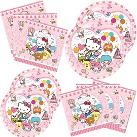 H kitty Party Supplies 40Pack include 20 plates, 20 napkins for Kitty birthday party decoration