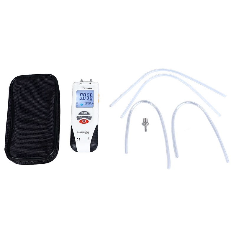 Digital Manometer Backlit Display Differential Dual Port Air and Gas