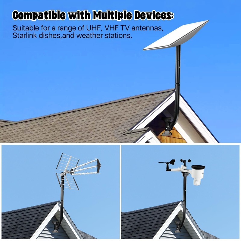 Heavy Duty Antenna Mounting Pole for Ambient Weather Station, Starlink