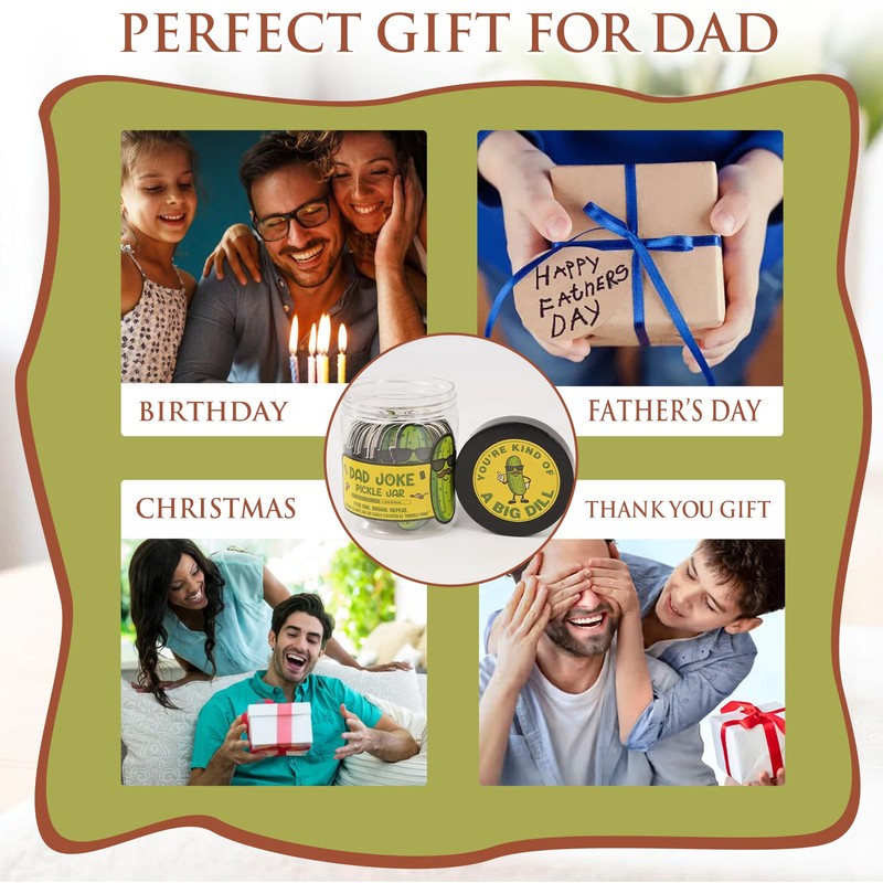 Pickle Dad Joke Jar - 60 Funny Dad Jokes Cards,