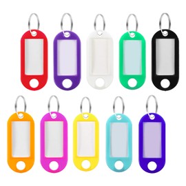 Auidy_6TXD 30 Pcs Key Tags with Labels, with Split Rings Label Window Assorted Colors for ID Tags, Pet Name Tags, Luggage Tags(10 Colors)