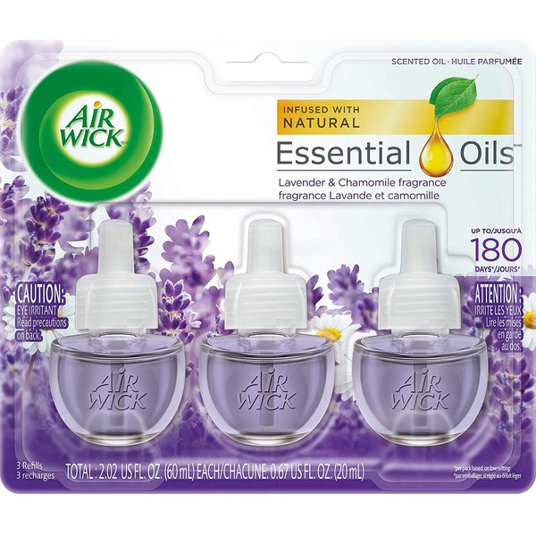 Air Wick Scented Oil 3 Refills, Lavender & Chamomile, (3X0.67oz), Air Freshener