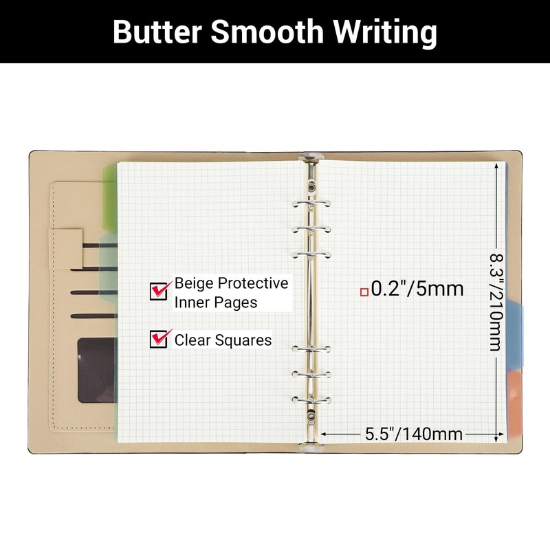 Yarotm Notebook A5 Squared - Ring Binder A5 Refillable -
