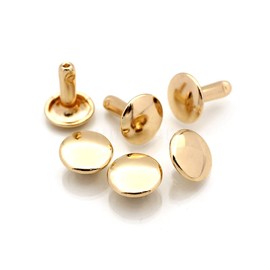 CRAFTMEMORE 9mm Cap x 8mm Post Leather Rivet Double Cap Rivets Tubular Metal Rapid Rivet Studs Leather Craft 50 Sets (8 mm Post, Gold)