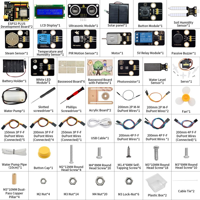 KEYESTUDIO IoT Control Smart Farm Starter Kit for Arduino ESP32,Electronics