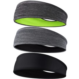EasYoung Headbands for Men, 3-Pack Sweat Wicking Men's Headbands, Mens Sport Headbands for Running, Non-Slip, Breathable