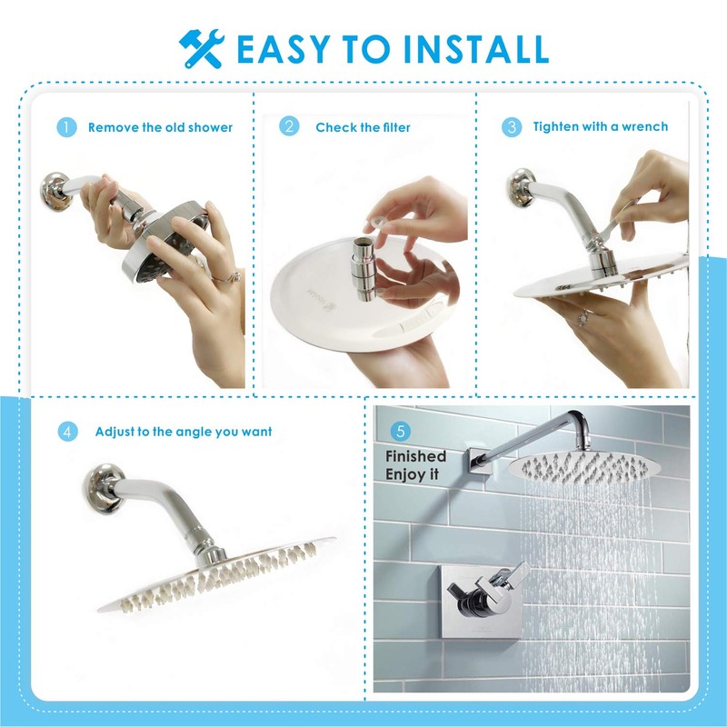 Voolan Rainfall Shower Head - High Flow Showerhead Made of