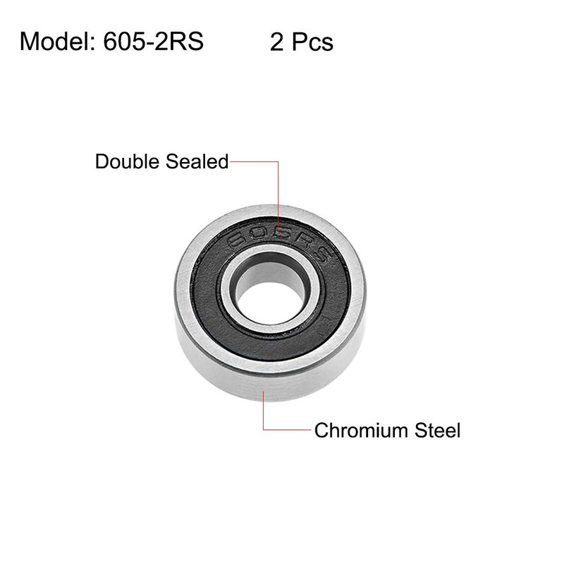 sourcing map 605-2RS Deep Groove Ball Bearings 5mm x 14mm