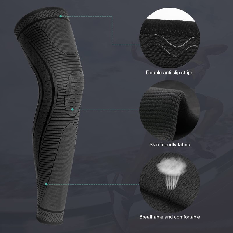 Ruilaibao 2 Pack Full Leg Compression Sleeves, Long Knee Brace