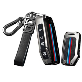 HIBEYO for KIA Telluride Key Case Holder 4 Button Alloy Key Fob Cover for KIA Telluride Seltos Soul Forte GT EX Sportage Sorento Cerato NIRO Push Key Smart Key Cover Accessories -B Type Black