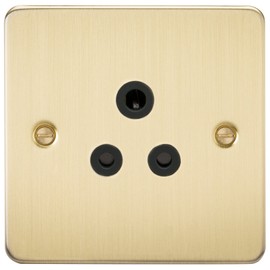 Knightsbridge FP5ABB FPAV5ABB Flat Plate 5A Unswitched Socket-Brushed Brass with Black Insert, 230 V