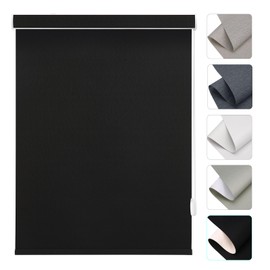 Changshade Size Custom Corded Roller Shades, Blackout Roller Window Blinds with Thermal Insulated for Office, Living Room, Bedroom, Kitchen, Easy Installation Black ZZCML-ROL-BK-TA